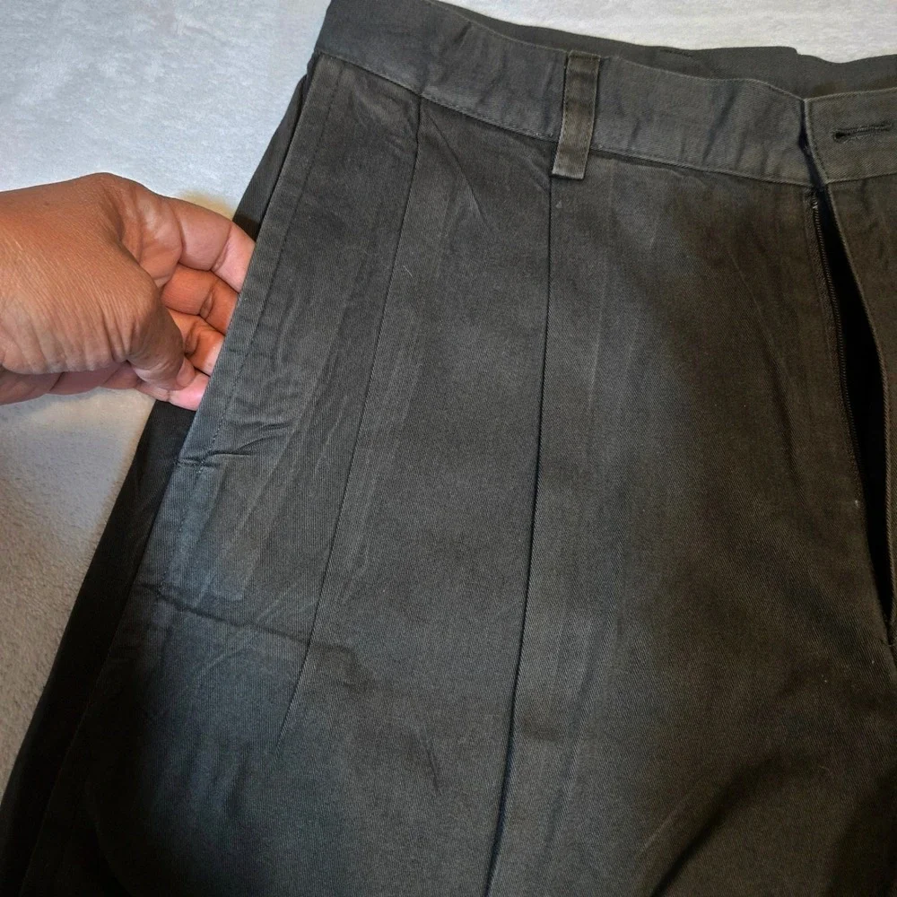 Nautica Mens Pleated Chino Shorts Cotton Black Casual Preppy 34